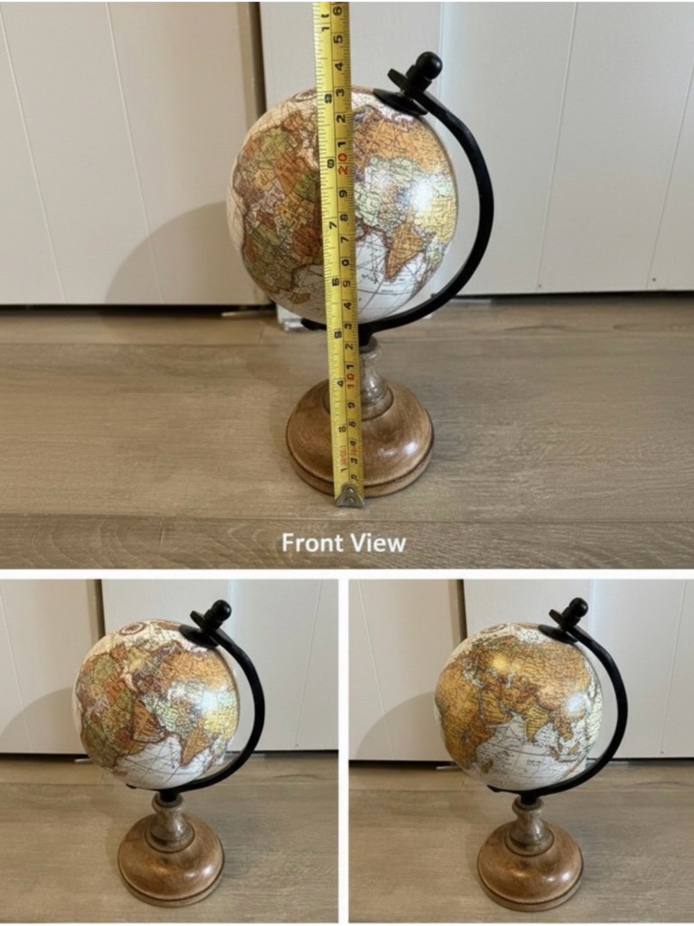 Source Unknown Vintage-Style Globe in Cream, Brown, Black